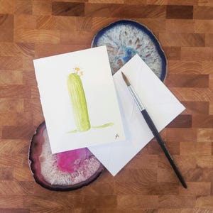 Originele aquarel cactuswenskaart - blanco