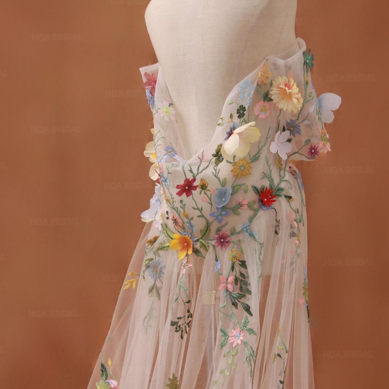 H20, Boho Floral 3D Bridal Cape – Sheer Tulle Wedding Cover up ...
