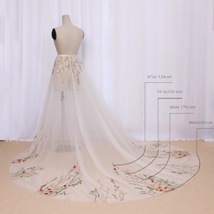 Wildflower Lace Detachable Train for Wedding. Boho Floral Lace Overskirt. Removable Flower Applique Skirt. Bridal Detachable Tulle Train