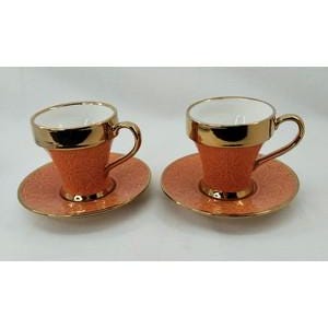 Turkish Tea Cup Set of 2  Orange Vintage-Style Glass Tea Cups Boho Ottoman Inspired Tea Cups Traditional Gift for Tea Lovers