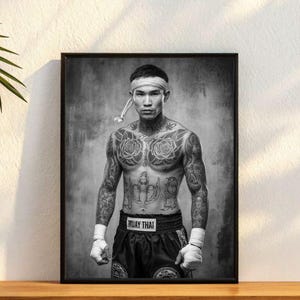 Muay Thai Fighter Portrait: Vintage Boxing Art, Thai Martial Arts (Digital Download)