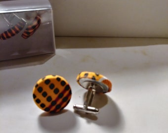 African Fabric Cufflinks, Husband, Boyfriend, Father, Brother, Uncle, Groomsmen, Groom's Gift
