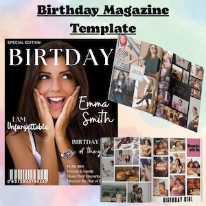 Magazine Template Canva, Magazine birthday download, Magazine birthday gift, Magazine birthday men, Editable Magazine Template