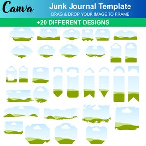 Junk Journal Template Canva, junk journal supplies tabs, Canva Editable Junk Journal, Junk Journal Canva Editable Template,