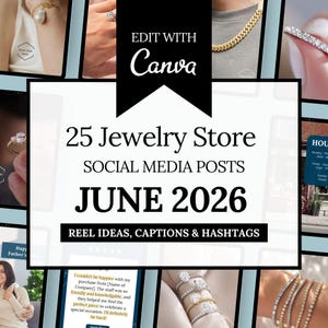 Kit de contenido para redes sociales de joyerías: Plantillas de Canva de junio (descarga digital)