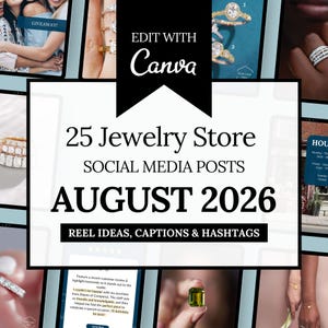 Kit de contenido para redes sociales de joyería: Plantillas de Canva, subtítulos e ideas para reels (descarga digital)