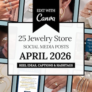 Kit de contenido para redes sociales de joyería: 25 plantillas de Canva de abril (descarga digital)