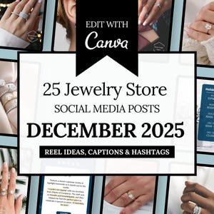 Kit de redes sociales de joyería para diciembre: 25 plantillas de Canva para joyeros (descarga digital)