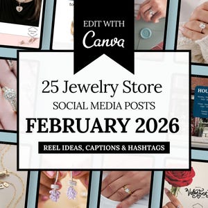 Kit de contenido para redes sociales de joyería: Plantillas de Canva de febrero para joyeros