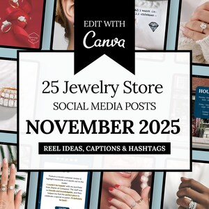 Kit de contenido para redes sociales de joyería: Plantillas de Canva de noviembre para joyeros