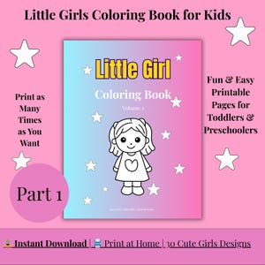 Little Girls Coloring Book for Kids Fun Toddler & Preschool Instant Download PDF Kawaii Girl Coloring Pages  Reusable Coloring Sheets