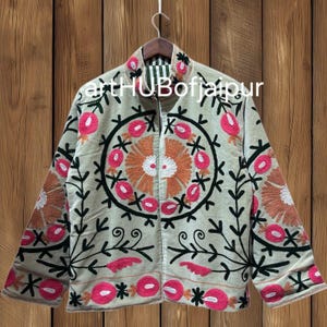 Hand Embroidered Velvet Jacket, Boho Floral Ethnic Coat, Festival Style, Black Patchwork