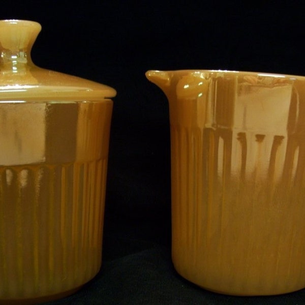 Fire King Royal Lustre Creamer and Covered Sugar