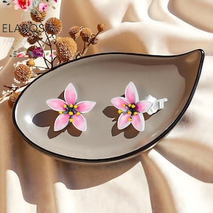Pink Sakura Stud Earrings: Sterling Silver Cherry Blossom Jewelry