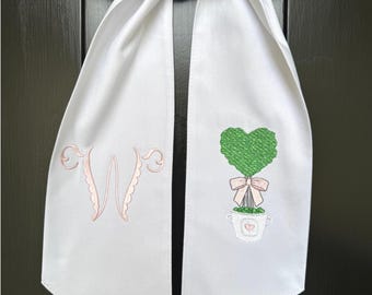 Valentine's Day Wreath Sash with Heart Topiary & Bow – Personalized Monogram Door Decor