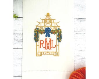 Elegant Monogrammed Hemstitch Linen Guest Towel – Personalized Decorative Hand Towel