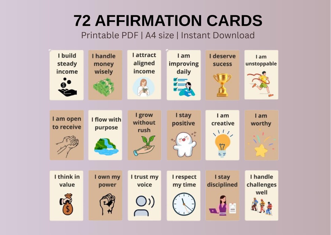 72 Affirmation Cards Printable |affirmation Cards Digital |affirmation ...