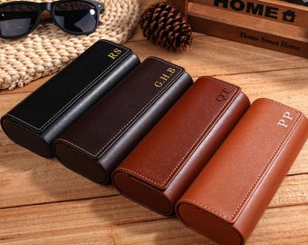 Custom Eyeglasses Holder,Personalized Glasses Case,Vintage Magnetic Vegan Leather Glasses Case,Gift for Dad,Gift For Him,Vintage Men's Gift