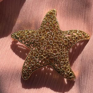 Vintage Starfish Brooch, Gold Toned, Textured