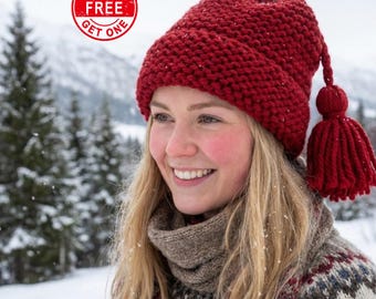 Norwegian Red Ice Out Hat Beanie Knitting Pattern PDF – Beginner-Friendly Melt Design, Instant Download