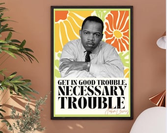 John Lewis 'Good Trouble' burgerrechtencitaatposter – Afdrukbare muurkunst, digitale download
