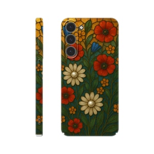 WILDFLOWER STAINED GLASS Samsung Case | Fits Samsung Galaxy S24 Ultra, S23, S22 Plus, S21, S20, Plus More, Stained Glass Flowers