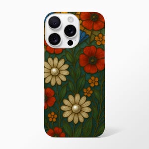 WILDFLOWER STAINED GLASS iPhone Case | Fits iPhone 16 Pro Max, 15 Plus, 14 Pro, 13 Mini, 12, 11, Stained Glass with Flowers, Flower Case