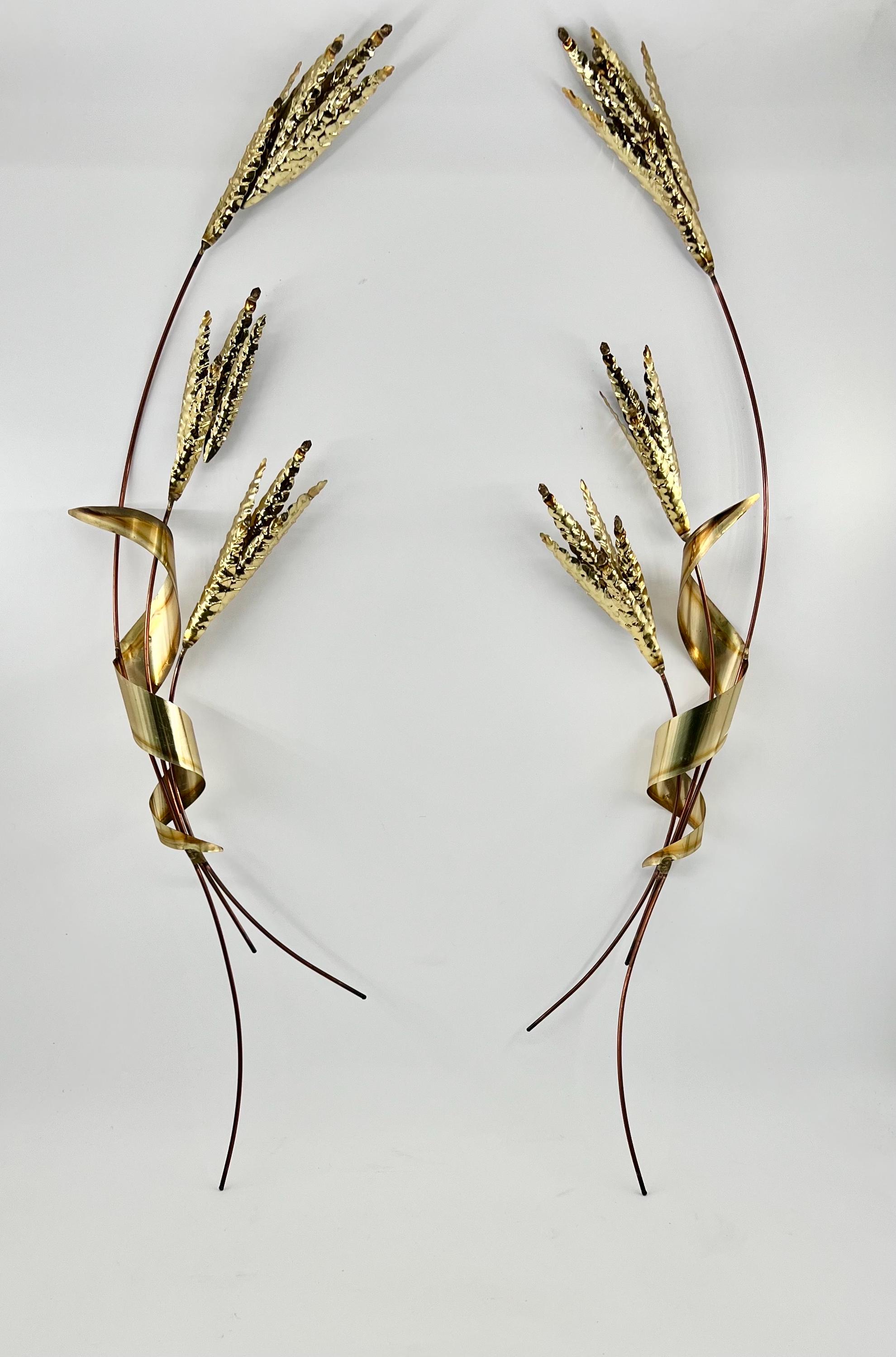 Vintage MCM Metal Wall Art Brass Wheat Shaft Mid-Century Hanging Set Of 2 Pair Set 6 Vintage MID CENTURY MODERN MCM Black copper & gold  main image 4