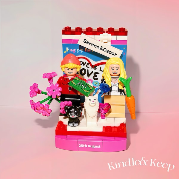 Individuell gestaltete Baustein-Figur für Paare, Geschenk für den Freund, Jubiläumsgeschenk für sie, Valentinstagsgeschenk für ihn,