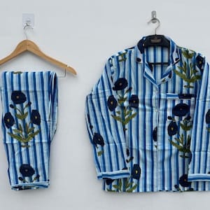 Indian Handmade 100% Cotton Pajama Set Night Wear, Soft Cotton Night Suit-Pure Cotton Pj's, block Print Pajamas, Pajamas Set