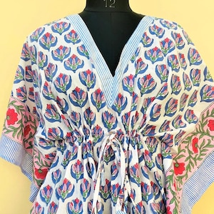 Cotton Kaftan Indian Floral Kaftan Long Caftan Dress For to be Moms Beach Cover up Sleepwear Indian Kaftan Maxi Dress Bikini Cover Up Caftan