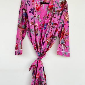Handmade Women Kimono Boho Bathrobe Dress, Beachwear Comfy Tiger Print Robes pattern 11