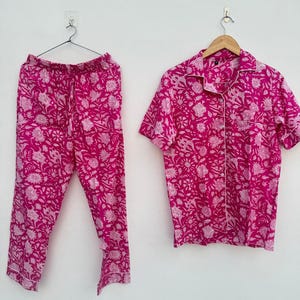Indian Handmade 100% Cotton Pajama Set Night Wear, Soft Cotton Night Suit-Pure Cotton Pj&#39;s, block Print Pajamas, Pajamas Set