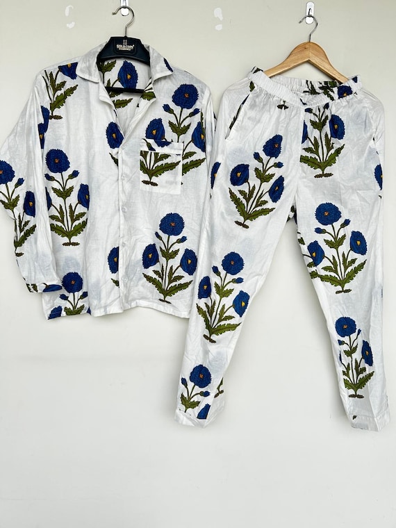 Handmade Cotton Pajama Set: Indian Night Suit, Soft Sleepwear