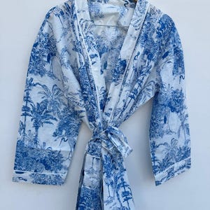 Handmade Women Kimono Boho Bathrobe Dress, Beachwear Comfy Tiger Print Robes pattern 04