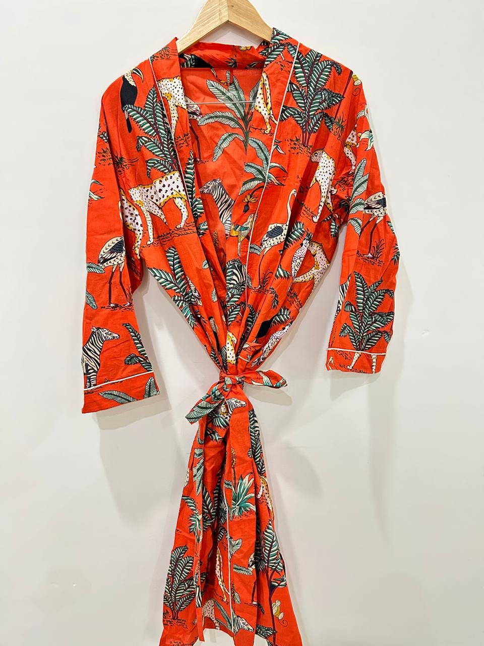 Kimono de algodón con estampado de safari en la jungla, bata de dama de honor