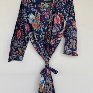 Handmade Women Kimono Boho Bathrobe Dress, Beachwear Comfy Tiger Print Robes pattern 13