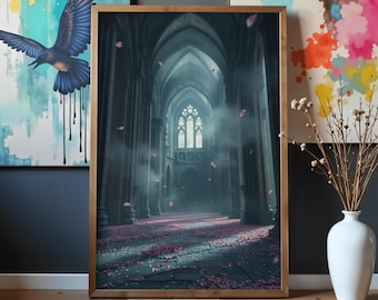 Gotische fantasyposter, poster geïnspireerd op World of Arcadia, kunstprint van een cultband, metalmuziekposter, digitaal printbare poster