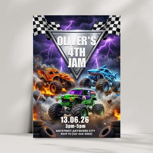 printable invitation,canva invitation,birthday party invit,monster jam birthday,kids birthday invite,monster truck theme,monster truck party,truck birthday party,monster truck invite,monster jam invite,birthday invitation,digital invitation,editable invitation