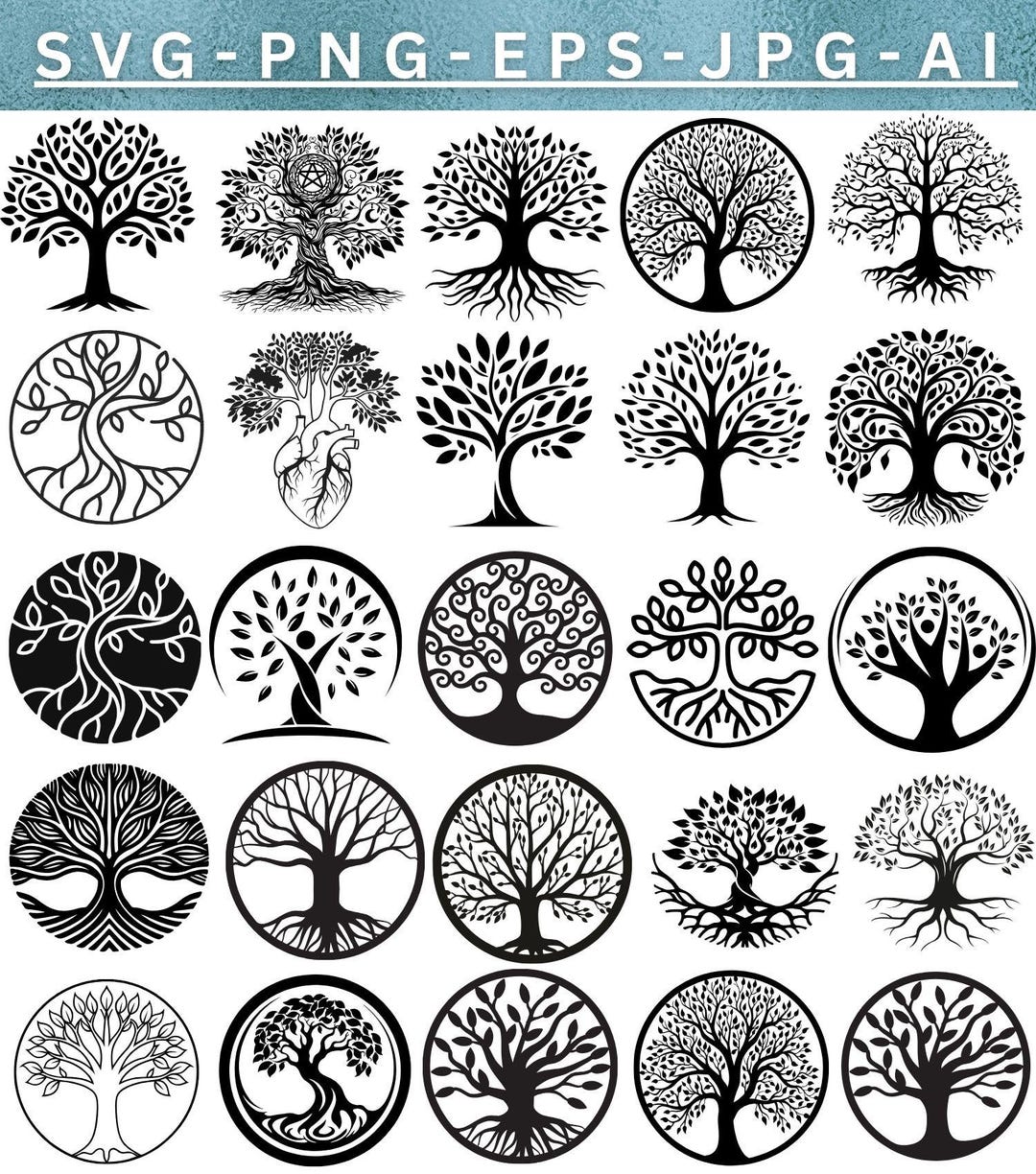 Tree of Life SVG Bundle | Family Tree Clipart (instant Download) - Etsy
