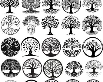 Pacchetto SVG dell'albero della vita / Clipart dell'albero genealogico (download immediato)