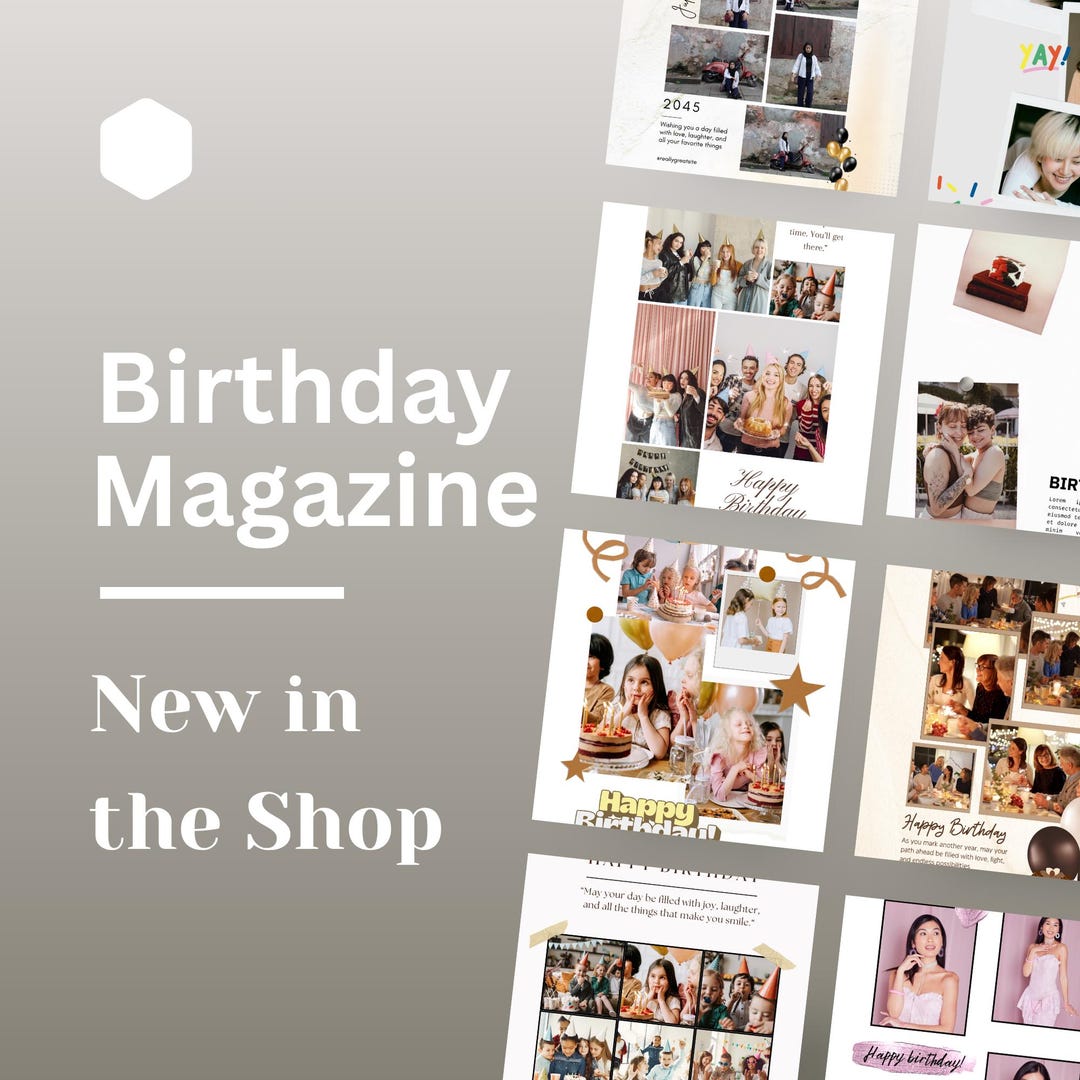 Custom Birthday Photo Magazine Template | Editable Canva Gift (digital ...