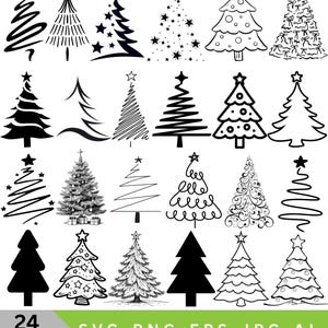 Christmas Tree SVG Bundle,Christmas Tree Clipart,Tree Png,Christmas Tree Silhouette, Png, Instant Download.