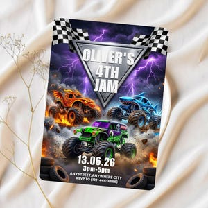 printable invitation,canva invitation,birthday party invit,monster jam birthday,kids birthday invite,monster truck theme,monster truck party,truck birthday party,monster truck invite,monster jam invite,birthday invitation,digital invitation,editable invitation