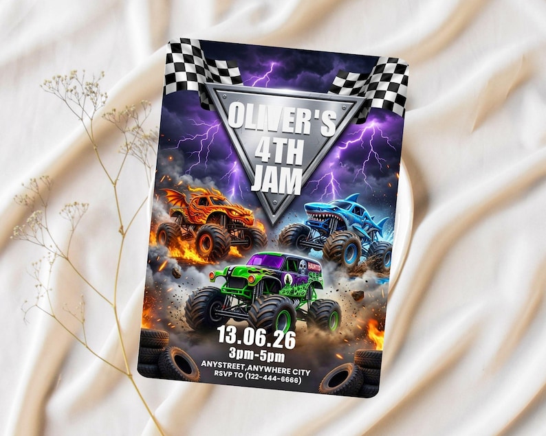 printable invitation,canva invitation,birthday party invit,monster jam birthday,kids birthday invite,monster truck theme,monster truck party,truck birthday party,monster truck invite,monster jam invite,birthday invitation,digital invitation,editable invitation