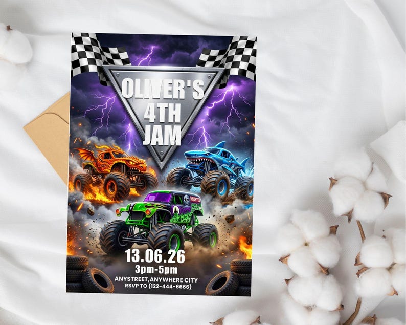 printable invitation,canva invitation,birthday party invit,monster jam birthday,kids birthday invite,monster truck theme,monster truck party,truck birthday party,monster truck invite,monster jam invite,birthday invitation,digital invitation,editable invitation