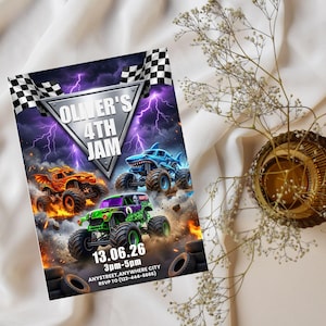 printable invitation,canva invitation,birthday party invit,monster jam birthday,kids birthday invite,monster truck theme,monster truck party,truck birthday party,monster truck invite,monster jam invite,birthday invitation,digital invitation,editable invitation