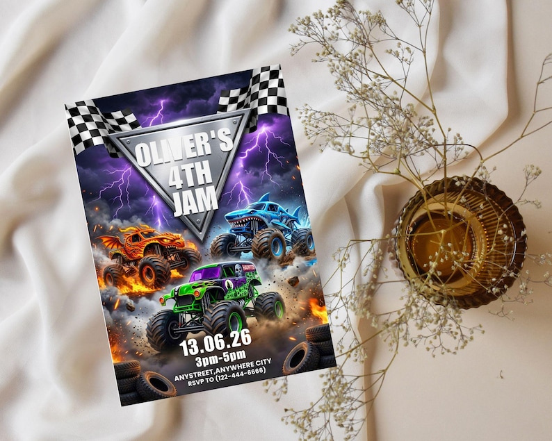 printable invitation,canva invitation,birthday party invit,monster jam birthday,kids birthday invite,monster truck theme,monster truck party,truck birthday party,monster truck invite,monster jam invite,birthday invitation,digital invitation,editable invitation