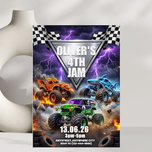 printable invitation,canva invitation,birthday party invit,monster jam birthday,kids birthday invite,monster truck theme,monster truck party,truck birthday party,monster truck invite,monster jam invite,birthday invitation,digital invitation,editable invitation
