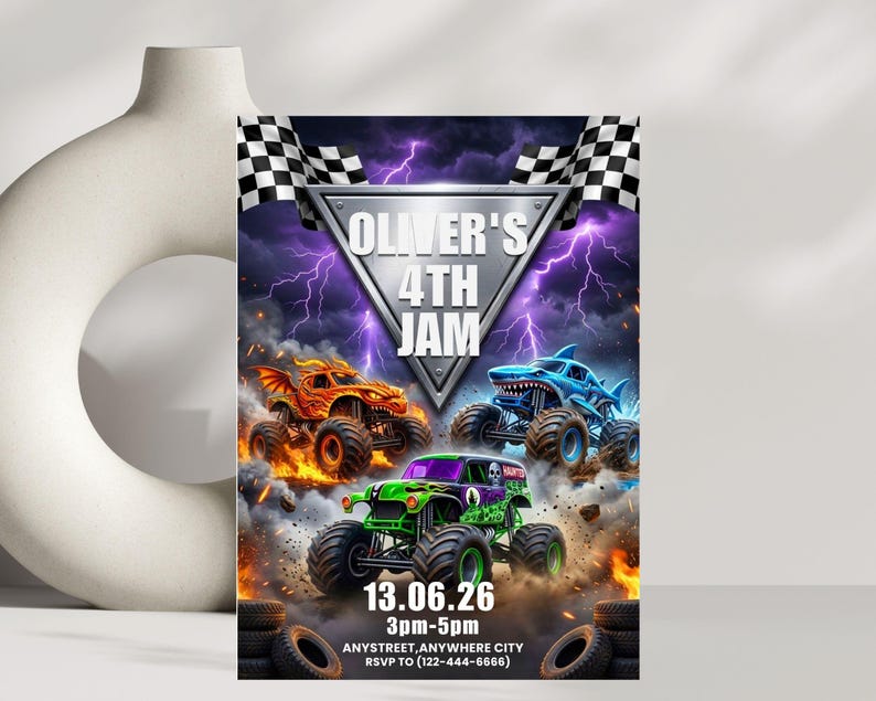 printable invitation,canva invitation,birthday party invit,monster jam birthday,kids birthday invite,monster truck theme,monster truck party,truck birthday party,monster truck invite,monster jam invite,birthday invitation,digital invitation,editable invitation